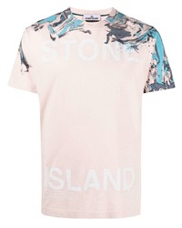 Stone Island Painterly Print Cotton T Shirt