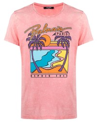Balmain Palm Tree Print T Shirt