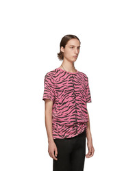 Saint Laurent Pink And Black Used Look Zebra T Shirt