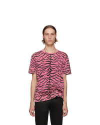 Saint Laurent Pink And Black Used Look Zebra T Shirt