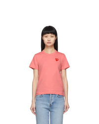 Comme Des Garcons Play Pink And Red Small Heart T Shirt