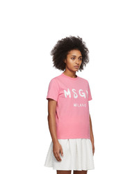 MSGM Pink Artist Logo T Shirt