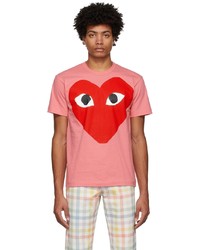 Comme Des Garcons Play Pink Big Red Heart T Shirt