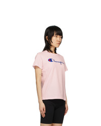 Champion Reverse Weave Pink Big Script T Shirt