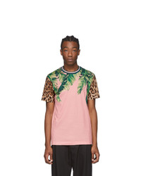 Dolce and Gabbana Pink Floral Leopard T Shirt