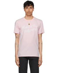 MAISON KITSUNÉ Pink Handwriting Classic T Shirt