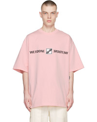 We11done Pink Patched Mirror Logo T Shirt
