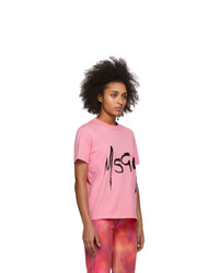 MSGM Pink Spray Logo T Shirt