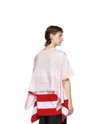 Burberry Pink Striped Cape Detail Oversized T Shirt