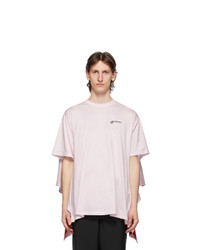 Burberry Pink Striped Cape Detail Oversized T Shirt