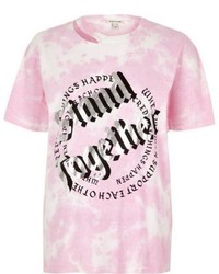River Island Pink Tie Dye Stand Together Print T Shirt