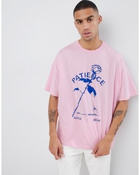 ASOS DESIGN Relaxed T Shirt With Rose And Text Print