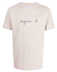agnès b. Signature Logo Print Cotton T Shirt
