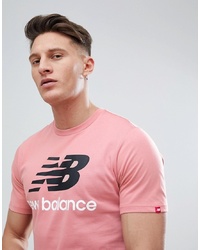 New Balance Stacked Logo T Shirt In Pink Mt73587 Dtp