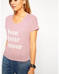 Asos T Shirt In Linen Look With Bonjour Amour Print