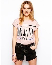 Asos T Shirt With Deja Vu Print Pink