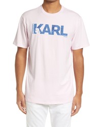 KARL LAGERFELD PARIS Textured Logo Cotton Graphic Tee In Pink At Nordstrom