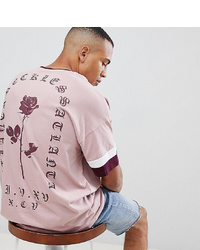 ASOS DESIGN Tline T Shirt With Rose Back Print And Panels