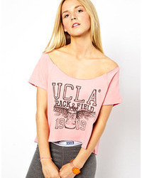UCLA Crop Logo T Shirt Pink