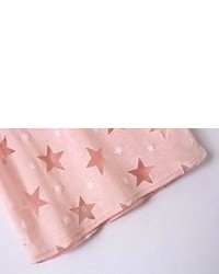 With Mesh Star Print Hollow Pink T Shirt