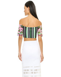 Clover Canyon Floral Collage Off The Shoulder Crop Top
