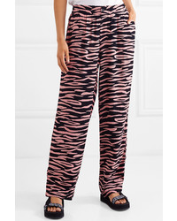 Ganni Lindale Zebra Print Crepe Pants