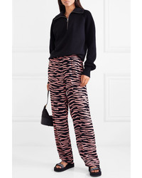 Ganni Lindale Zebra Print Crepe Pants