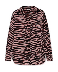 Ganni Lindale Zebra Print Crepe Shirt
