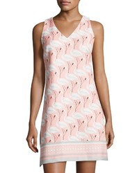Gabby Skye Flamingo Print Sleeveless Minidress Coral