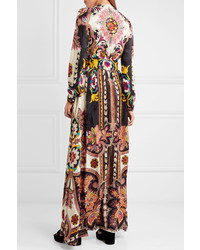 Etro Lace Trimmed Printed Jacquard Gown Pink