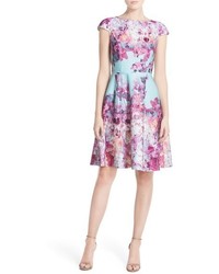 Adrianna Papell Floral Print Scuba Fit Flare Dress