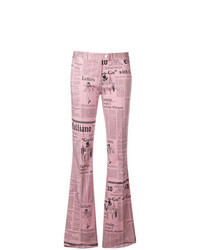 Pink Print Flare Pants