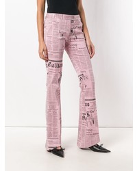 John Galliano Vintage Newspaper Print Bootcut Trousers