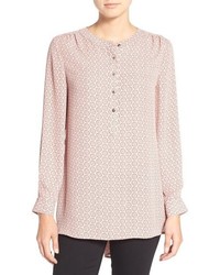 Pink Print Henley Shirt