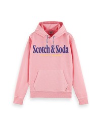 Scotch & Soda Logo Cotton Pullover Hoodie In Pop Pink At Nordstrom