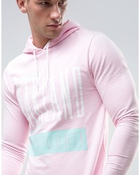 Asos Muscle Hoodie With Print In Pink