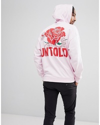 ASOS DESIGN Oversized Hoodie With Rose And Snake Print In Pink