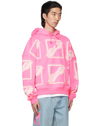 We11done Pink Big Logo All Over Hoodie