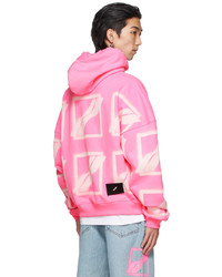 We11done Pink Big Logo All Over Hoodie
