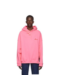 We11done Pink Cut Out Logo Hoodie