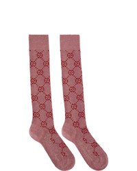 Pink Print Knee High Socks
