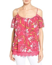 KUT from the Kloth Elsia Print Cold Shoulder Top
