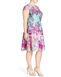 Adrianna Papell Plus Size Print Fit Flare Dress