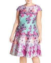 Adrianna Papell Plus Size Print Fit Flare Dress