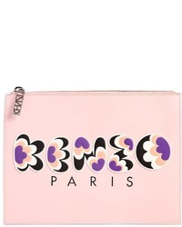 Kenzo Logo Printed Leather Pouch