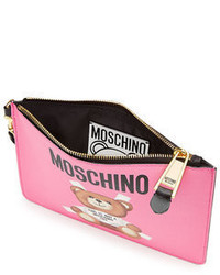 Moschino Printed Leather Zip Clutch