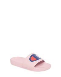 Pink Print Leather Flat Sandals