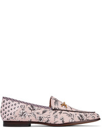 Sam Edelman Loraine Leather Trimmed Printed Canvas Loafers Antique Rose