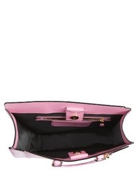 Moschino 2d Double Handle Leather Tote Pink