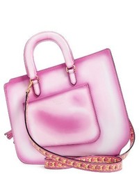 Moschino 2d Double Handle Leather Tote Pink
